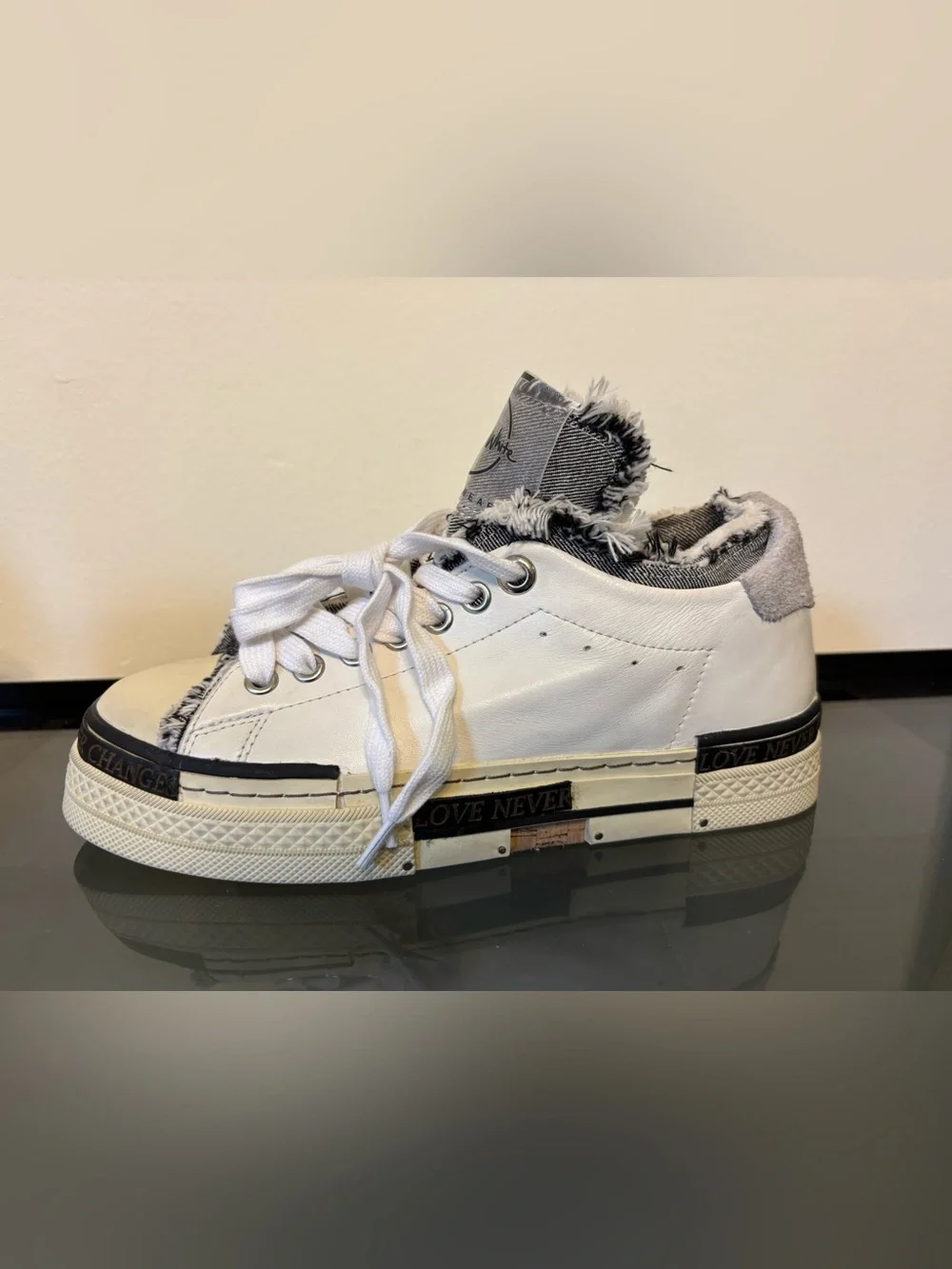Platform Low-Top Sneakers with Faux-Sherpa Trim - White